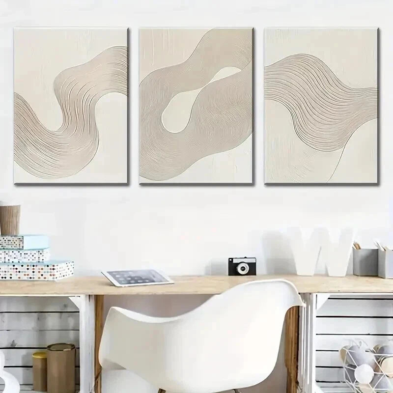 3pcs Modern Abstract Line Art Decor Wall Art Set Canvas Framed 60x90cm - High Quality Print 100% Australian Made Wall Canvas Ready to Hang