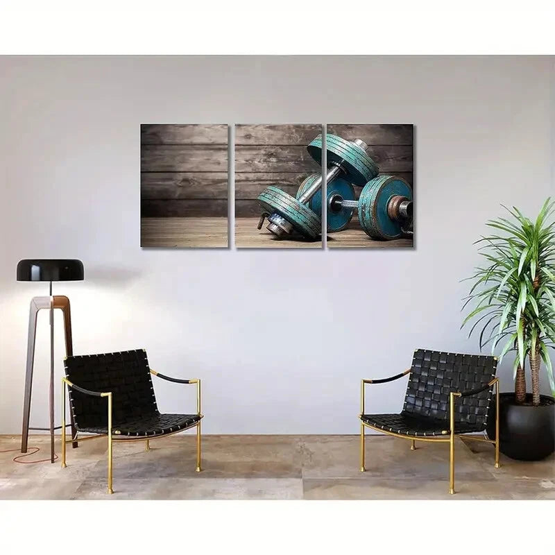3pcs Modular Dumbbells Metal Print Ready to Hang Art