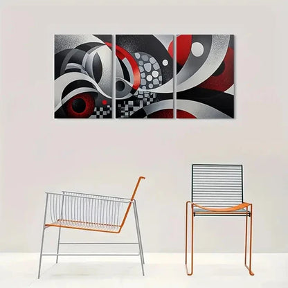 3pcs Black White Red Geometric Wall Art Canvas Unframed - High Quality Print 100% Australian Made Wall Canvas - Bella Home Decor
