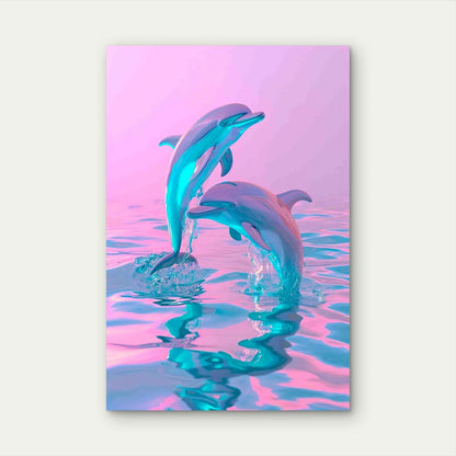 Rendering Dolphins 60x90cm Metal Print Ready to Hang