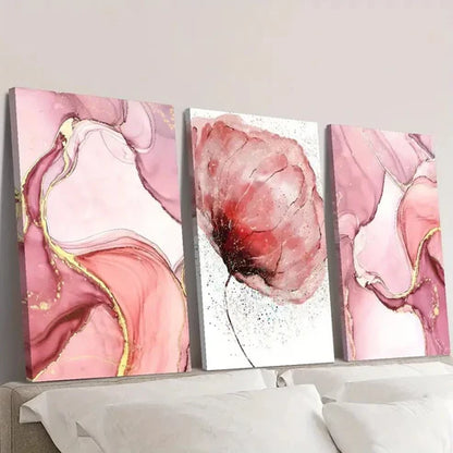 3pcs Purple abstract art, pink Wall Art Set Canvas Unframed - High Quality Print 100% Australian Made Wall Canvas