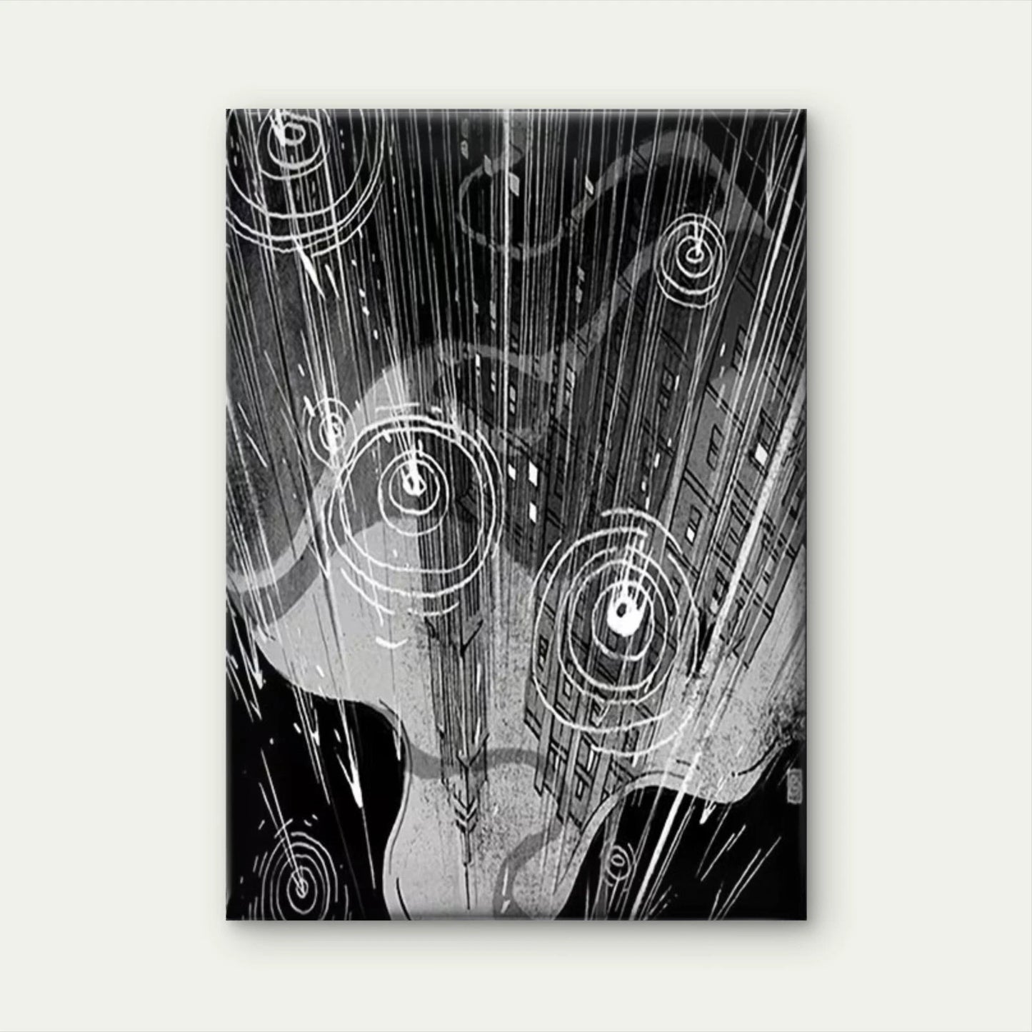 Raindrops on the City Window 60x90cm Metal Print Ready to Hang
