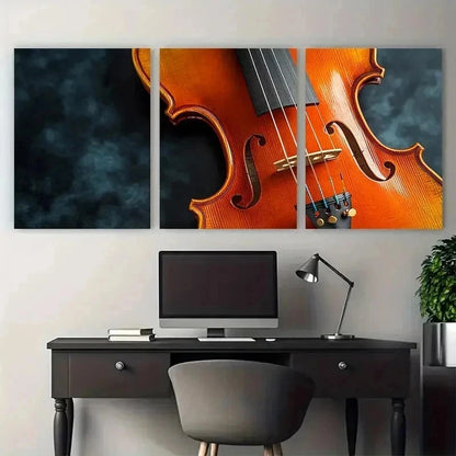 3pcs Elegant Violin Photography Musical Perfect Wall Art Set Canvas Framed 60x90cm - High Quality Print 100% Australian Made Wall Canvas Ready to Hang