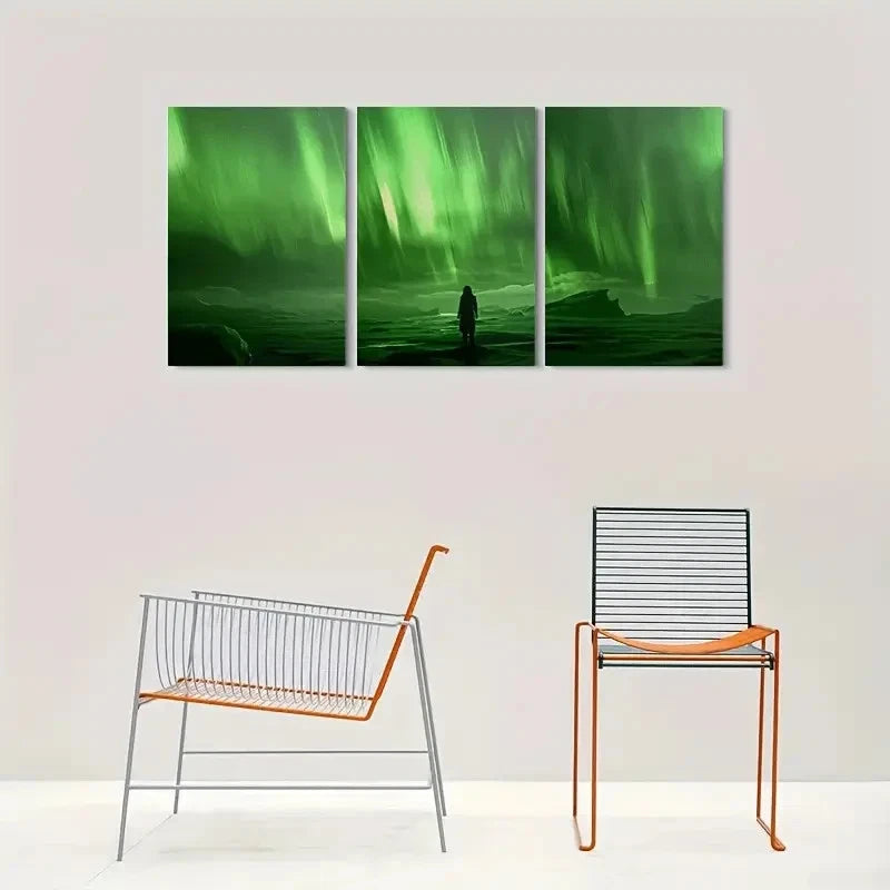 3pcs Aurora Borealis Lights Landscape Metal Print Ready to Hang Art - Bella Home Decor