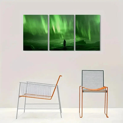 3pcs Aurora Borealis Lights Landscape Metal Print Ready to Hang Art - Bella Home Decor