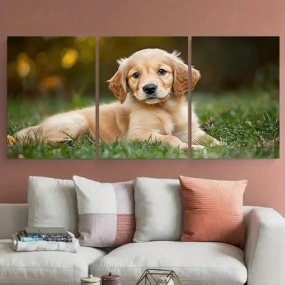 3pcs Golden Retriever Portrait Puppy Metal Print Ready to Hang Art - Bella Home Decor