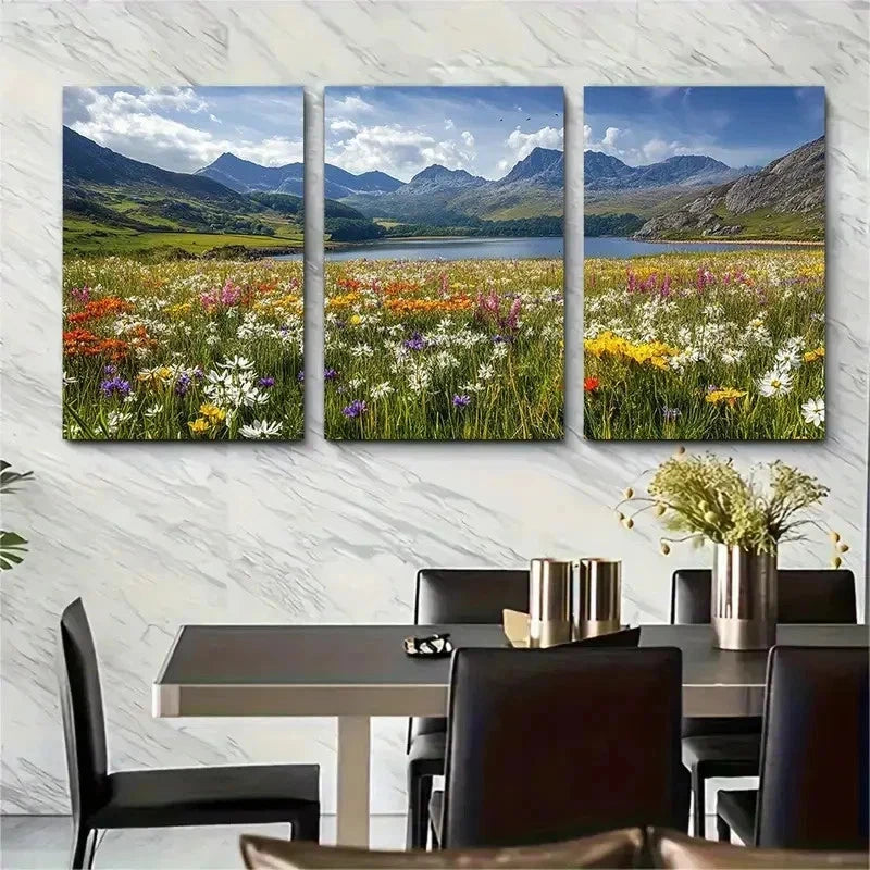 3pcs Snowdonia Scenery Mountain & Lake Perfect Wall Art Set Canvas Framed 50x70cm - High Quality Print 100% Australian Made Wall Canvas Ready to Hang