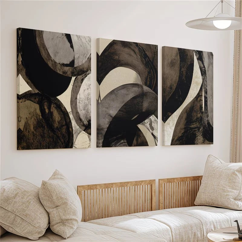 3pcs Modern Abstract Neutral Gallery Wall Art Set Canvas Framed 60x90cm – High Quality Print, 100% Australian Made Wall Canvas, Ready to Hang