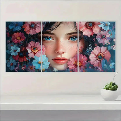 3pcs Dreamy Girl Butterflies Flowers Wall Art Canvas Unframed - High Quality Print 100% Australian Made Wall Canvas - Bella Home Decor