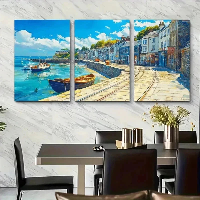 3pcs Looe And Coastal Beach Acrt Perfect Wall Art Set Canvas Framed 60x90cm - High Quality Print 100% Australian Made Wall Canvas Ready to Hang