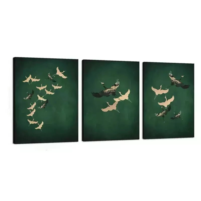 3pcs Modern Flying Birds Wall Art Set Canvas Framed 50x70cm - High Quality Print 100% Australian Made Wall Canvas Ready to Hang