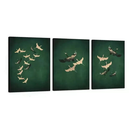 3pcs Modern Flying Birds Wall Art Set Canvas Framed 50x70cm - High Quality Print 100% Australian Made Wall Canvas Ready to Hang