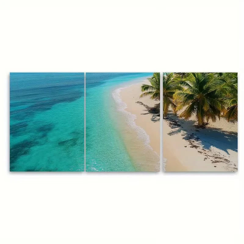 3pcs Stunning Beach Coastal Metal Print Ready to Hang Art