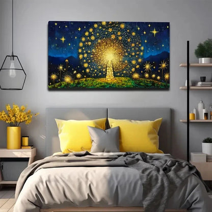 Romantic Starry Night Lands Wall Art Canvas Office Home Room Framed 120x60cm