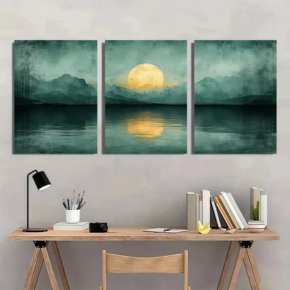 3pcs Abstract Sage Green Pastel Art Painting Metal Print Ready to Hang Art - Bella Home Decor