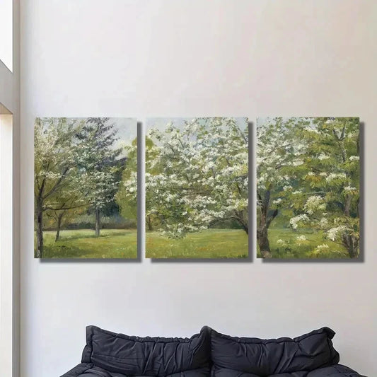 3pcs Spring Apple Blossom Painting,Metal Print Ready to Hang Art