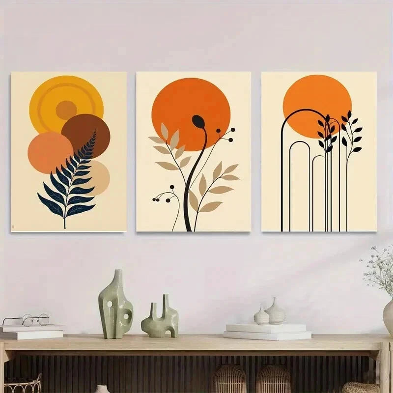 3pcs Modern Abstract Boho Style Paintings Wall Art Set Canvas Framed 40x60cm - High Quality Print 100% Australian Made Wall Canvas Ready to Hang