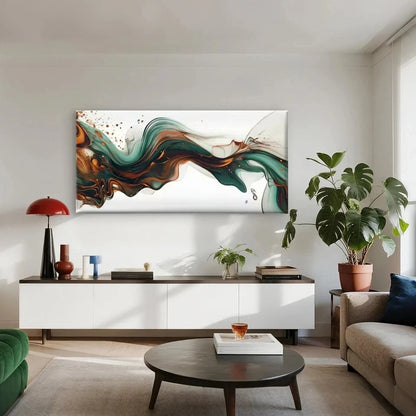 Abstract Fluid Art Earthy Tones Wall Art Canvas Office Home Room Framed 120x60cm
