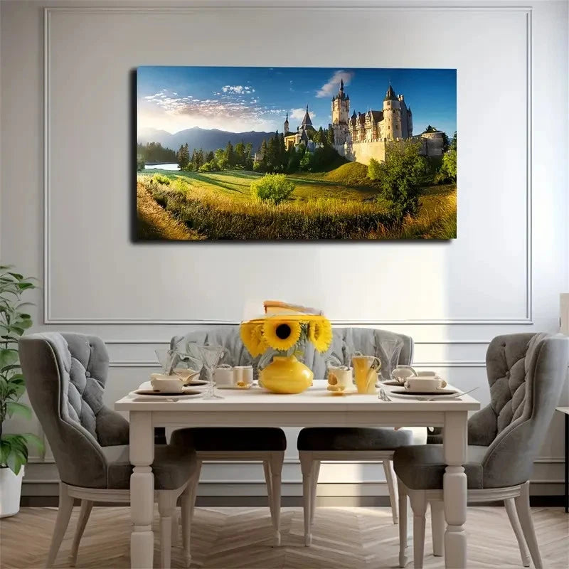 Castle On The Irish Prairie Wall Art Canvas Office Home Room Framed 120x60cm