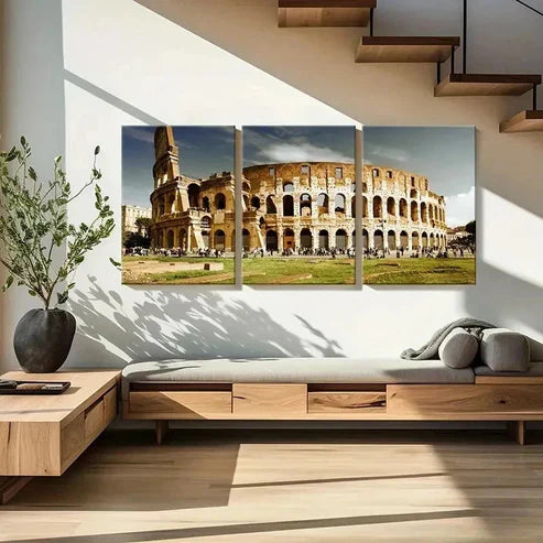 3pcs Rome Colosseum Modern Decoration Wall Art Canvas Unframed - High Quality Print 100% Australian Made Wall Canvas