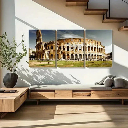 3pcs Rome Colosseum Modern Decoration Wall Art Canvas Unframed - High Quality Print 100% Australian Made Wall Canvas