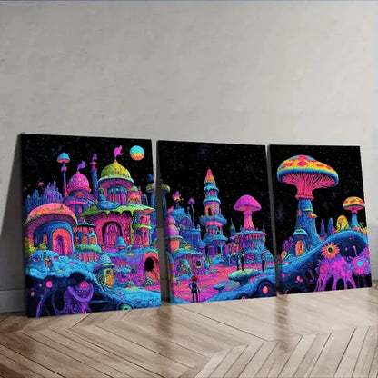 3pcs "Strange Place (3) Wall Art Set Canvas Unframed - High Quality Print 100% Australian Made Wall Canvas - Bella Home Decor