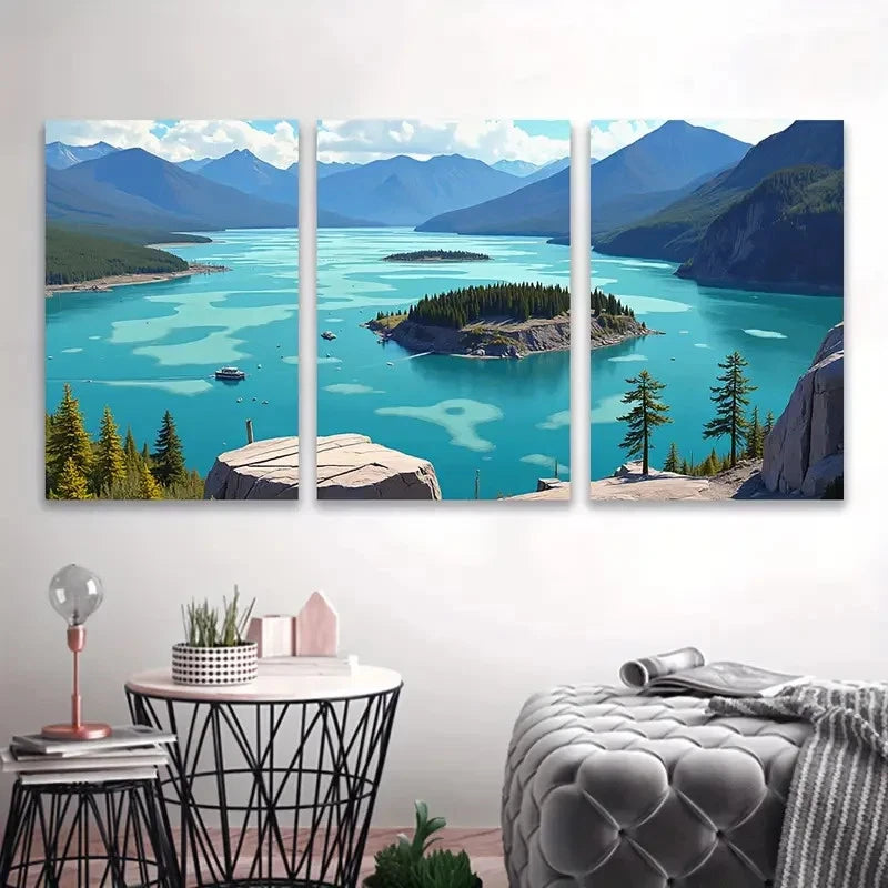 3pcs Beautiful Lake Landscape Wall Art Set Canvas Framed 40x60cm - High Quality Print 100% Australian Made Wall Canvas Ready to Hang - Bella Home Decor