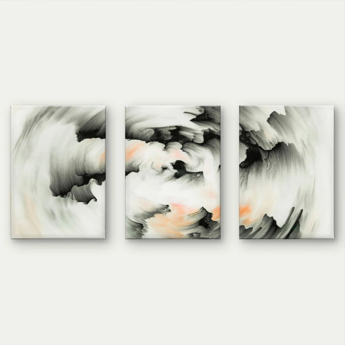 3pcs Modern Abstract Paint Swirl Minimalist Wall Art Set Canvas Framed 60x90cm - High Quality Print 100% Australian Made Wall Canvas Ready to Hang