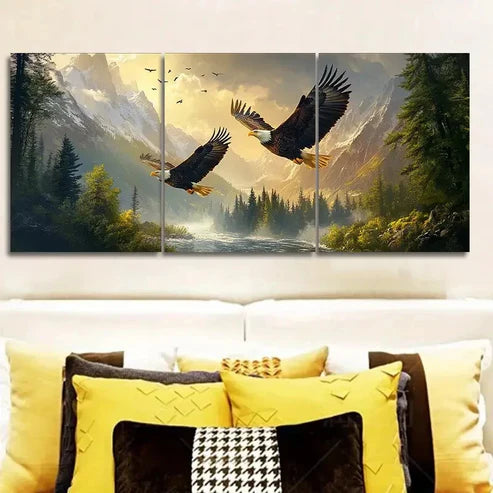 3pcs Two Flying Eagles Wall Art Canvas Unframed - High Quality Print 100% Australian Made Wall Canvas