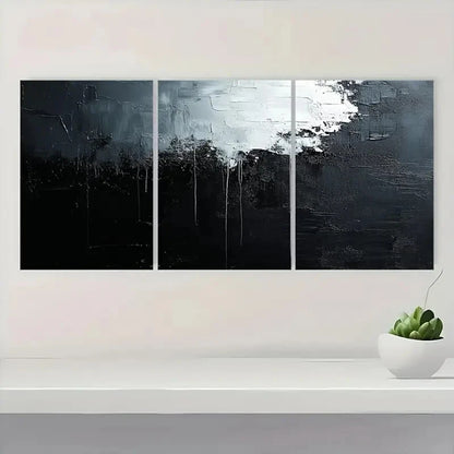 3pcs Black and White Textured Abstract  BTW   Framed Wall Art Set Canvas Framed 50x70cm - High Quality Print 100% Australian Made Wall Canvas Ready to Hang - Bella Home Decor