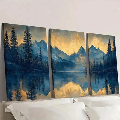 3pcs Abstract Texture Mountain and Forest  Wall Art Set Canvas Unframed - High Quality Print 100% Australian Made Wall Canvas - Bella Home Decor