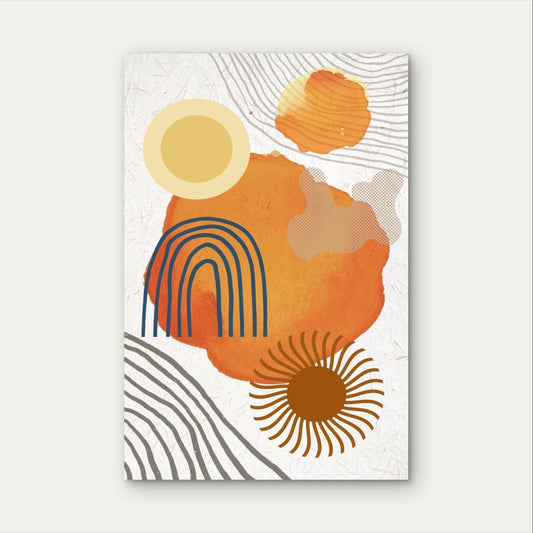 Boho Abstract Geometric Sun and Rainbow Art 40x60cm Metal Print Ready to Hang