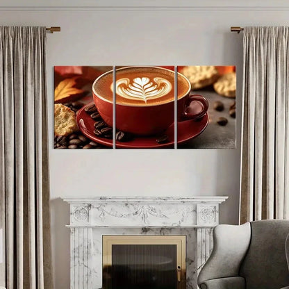 3pcs Artistic Coffee Latte Art Warm Beverage Metal Print Ready to Hang Art - Bella Home Decor