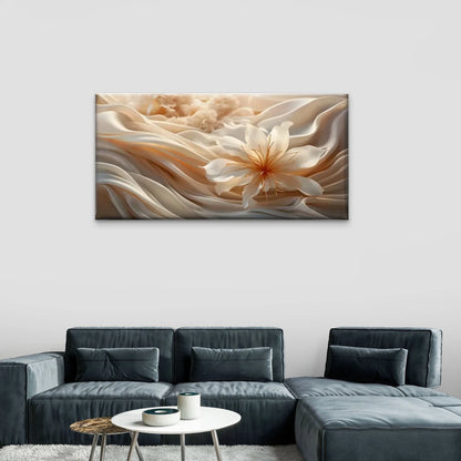 White Flowers Abstract Wall Art Canvas Office Home Room Framed 120x60cm