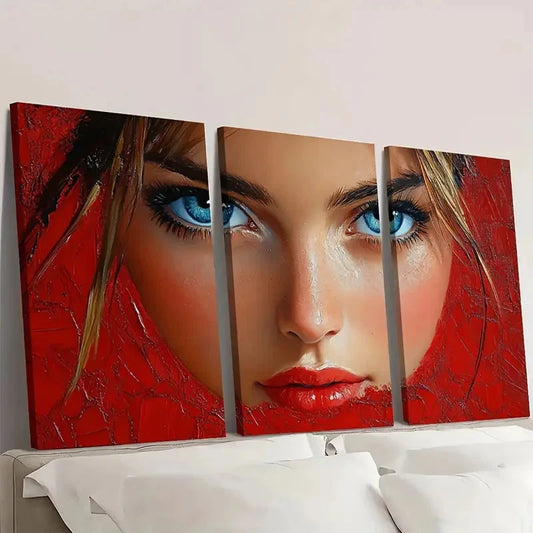 3pcs Abstract Beautiful Girl HY Wall Art Set Canvas Framed 50x70cm - High Quality Print 100% Australian Made Wall Canvas Ready to Hang