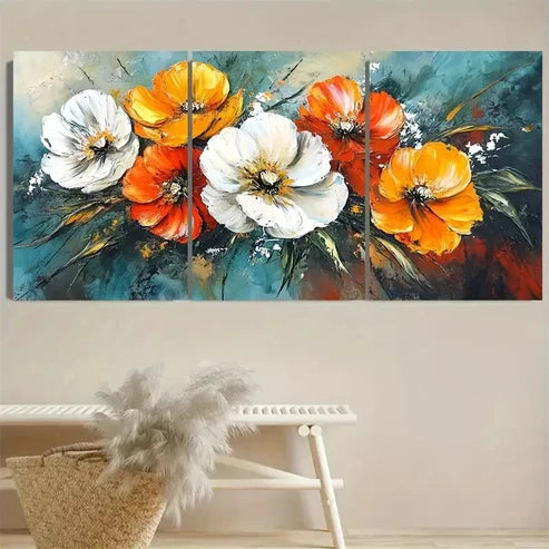 3pcs Colorful Poppy & Daisy DesignWall Art Set Canvas Unframed - High Quality Print 100% Australian Made Wall Canvas - Bella Home Decor