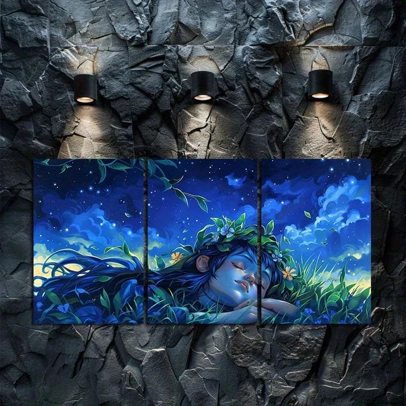 3pcs Dreamy Meadow Serene Nature Theme Metal Print Ready to Hang Art - Bella Home Decor