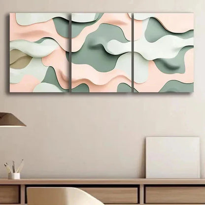3pcs Abstract Shapes and Soft Pastel Colors Art Set Canvas Unframed - High Quality Print 100% Australian Made Wall Canvas
