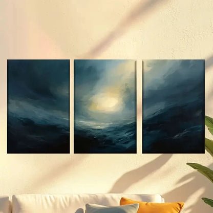 3pcs dark abstract gothic moon 50x70cm - High Quality Print 100% Australian Made Wall Canvas Ready to Hang - Bella Home Decor
