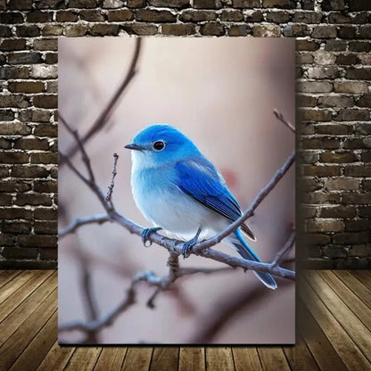 Beautiful Modern Blue Bird Painting  40x60cm Metal Print Ready to Hang - Bella Home Decor