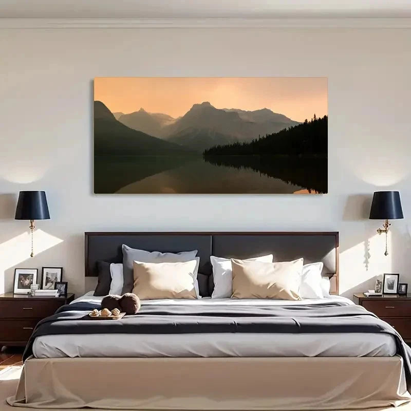 Smoky Sunset At Emerald Lake Wall Art Canvas Office Home Room Framed 120x60cm