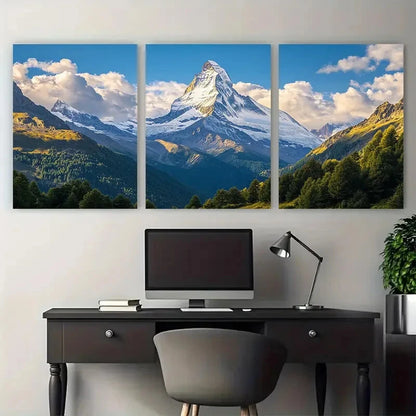 3pcs Aosta Valley Travel Matterhorn Metal Print Ready to Hang Art - Bella Home Decor