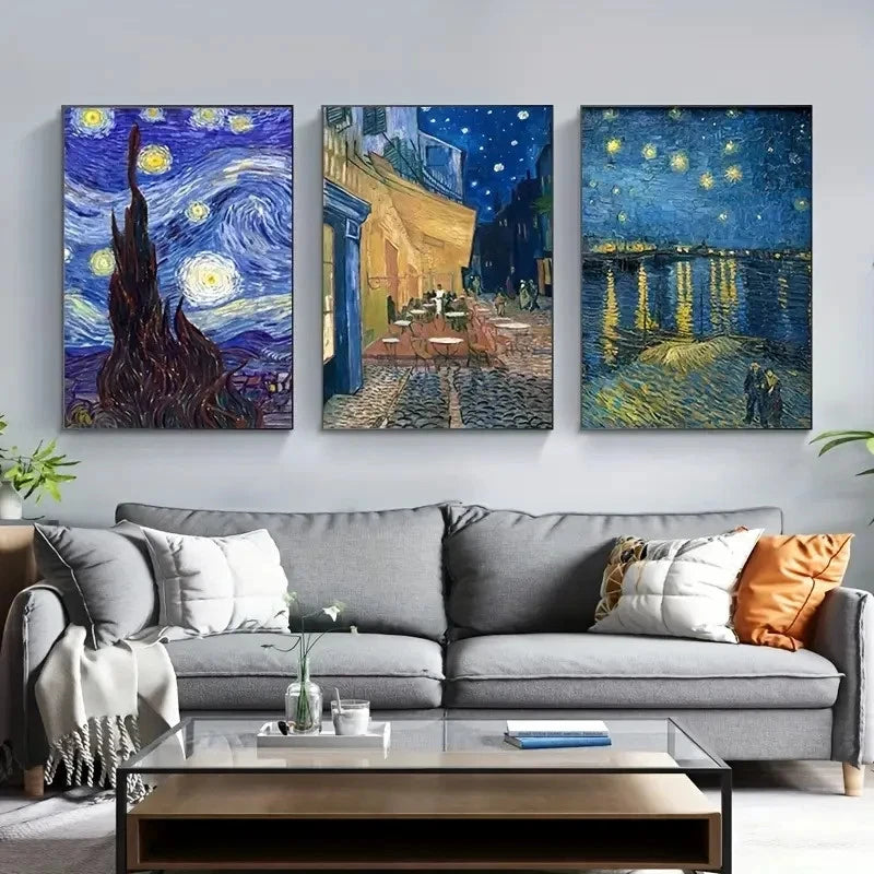 3pcs Van Gogh Aesthetic Starry Night Metal Print Ready to Hang Art