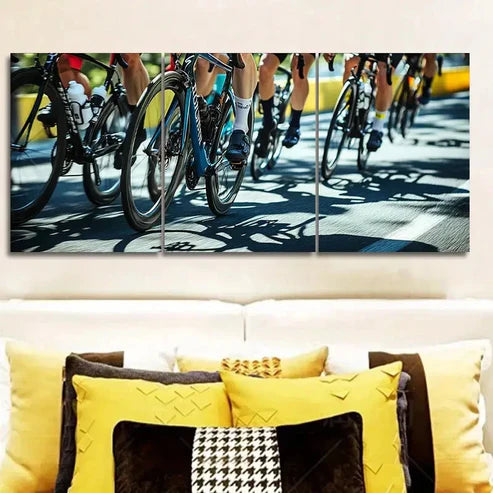 3pcs A Bicycle race Wall Art Canvas Unframed - High Quality Print 100% Australian Made Wall Canvas - Bella Home Decor