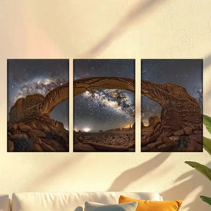 3pcs Starry Milky Way, Rocky Landscapes Wall Art Canvas Unframed – High Quality Print 100% Australian Made Wall Canvas