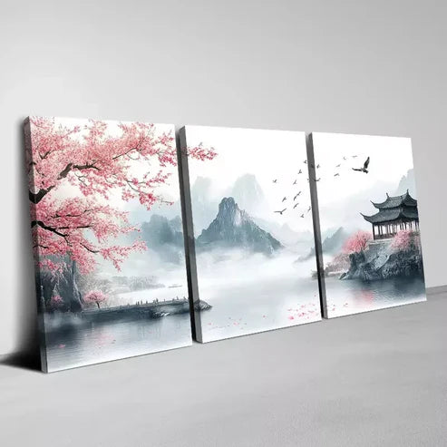 3pcs Elegant Landscape Mountains Lake Painting Canvas Unframed - High Quality Print 100% Australian Made Wall Canvas