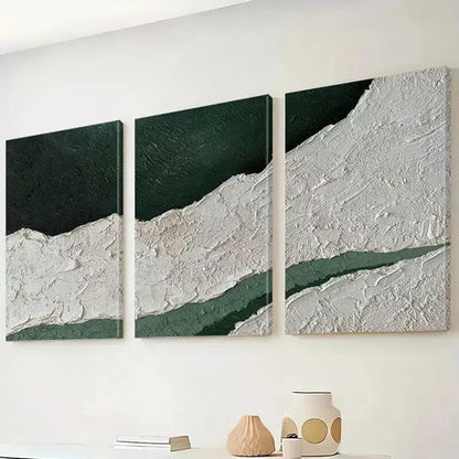 3pcs Abstract Green & White Painting Wall Art Set Canvas Unframed - High Quality Print 100% Australian Made Wall Canvas - Bella Home Decor