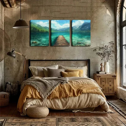 3pcs Purifying Place for The Soul, Quiet Lake Wall Art Set Wall Art Canvas Unframed - High Quality Print 100% Australian Made Wall Canvas