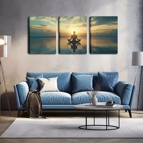 3pcs Triptych Canvas Art - Serene Meditation Wall Art Canvas Unframed - High Quality Print 100% Australian Made Wall Canvas