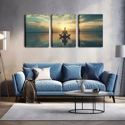 3pcs Triptych Canvas Art - Serene Meditation Wall Art Canvas Unframed - High Quality Print 100% Australian Made Wall Canvas